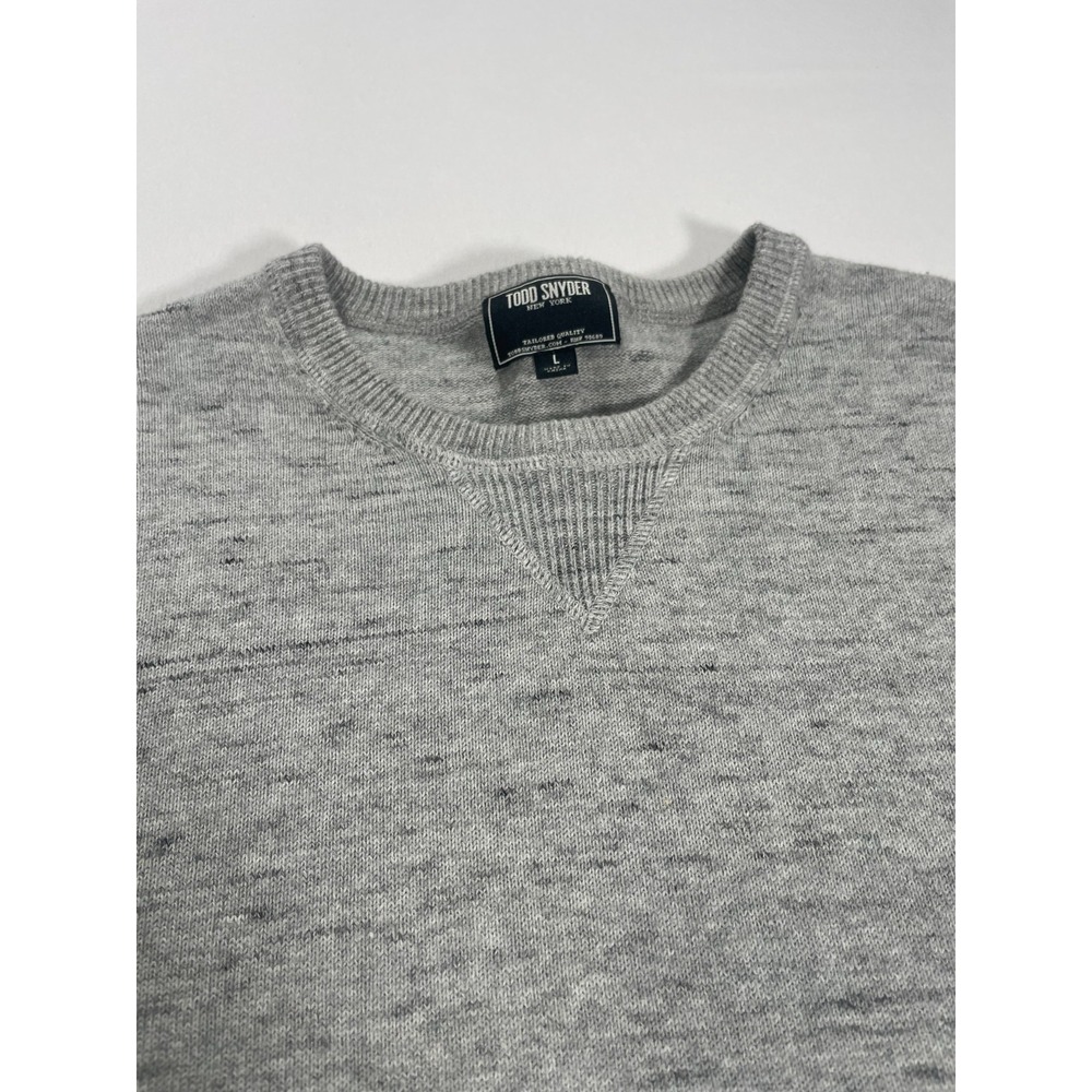 Todd Snyder Men's Large‎ Gray Henley Cotton Cashmere Crewneck Sweater - Picture 2 of 8